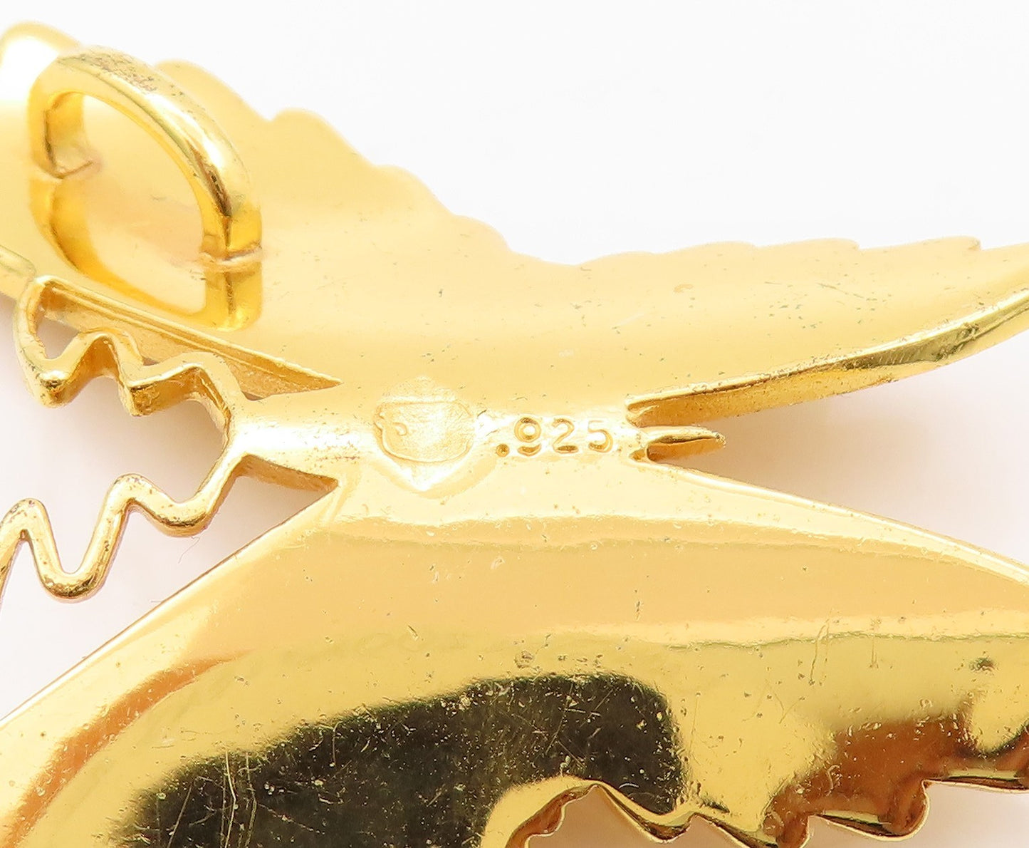 925 Sterling Silver Vintage Pendant Gold Plated Designer Cut Butterfly  PT23987