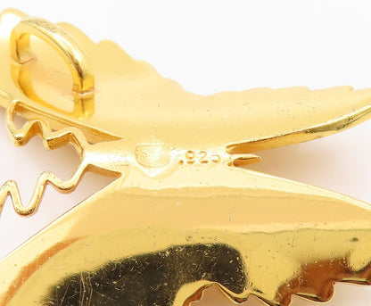 925 Sterling Silver Vintage Pendant Gold Plated Designer Cut Butterfly  PT23987