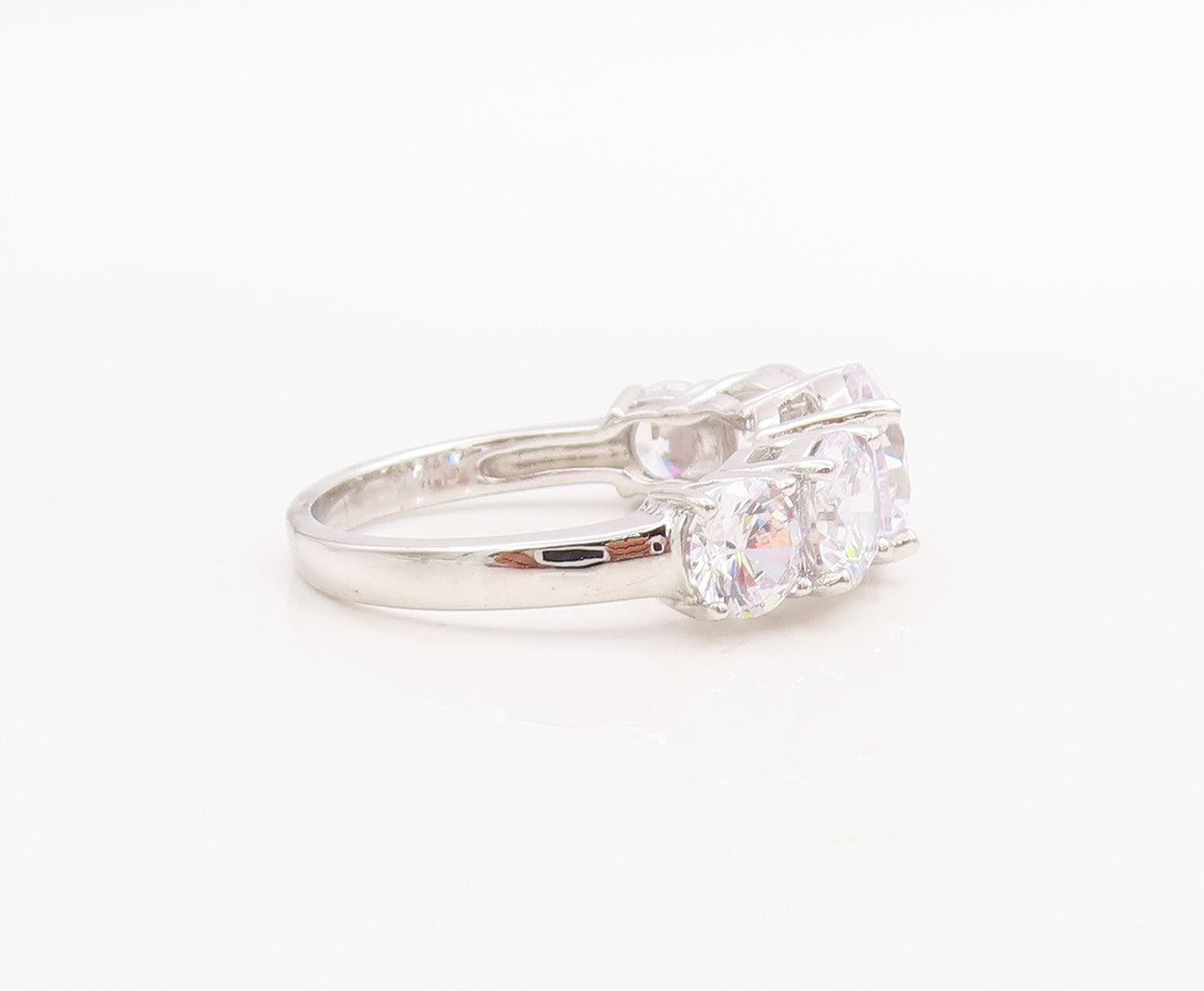 925 Sterling Silver Vintage Ring Minimalist 5 CZ Stone Band  Sz 7  RG30982