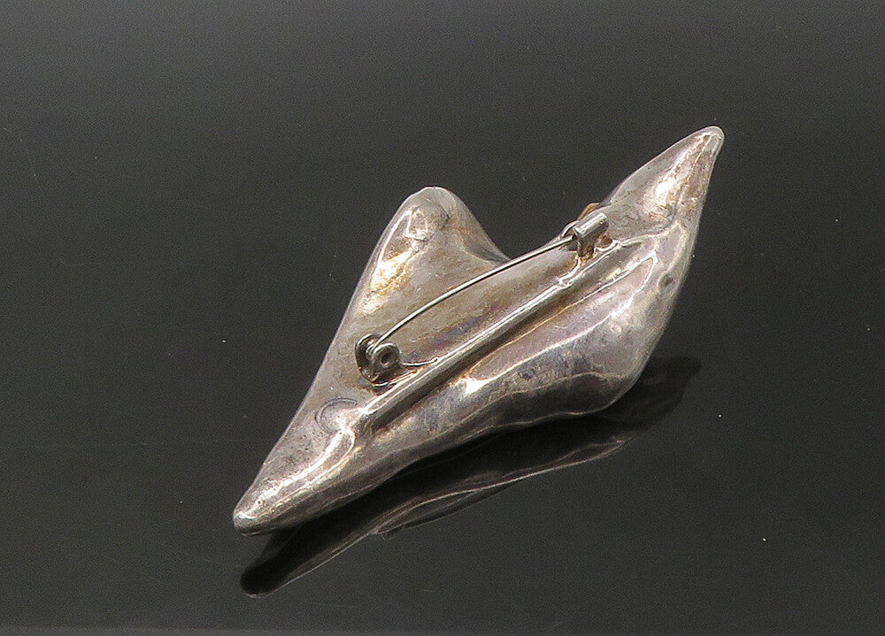 925 Sterling Silver & 14K GOLD  Vintage 2 Tone Modernist Brooch Pin  BP8787