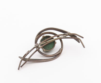 ISRAEL 925 Silver  Vintage Cabochon Cut Eilat Stone Swirled Brooch Pin  BP7921