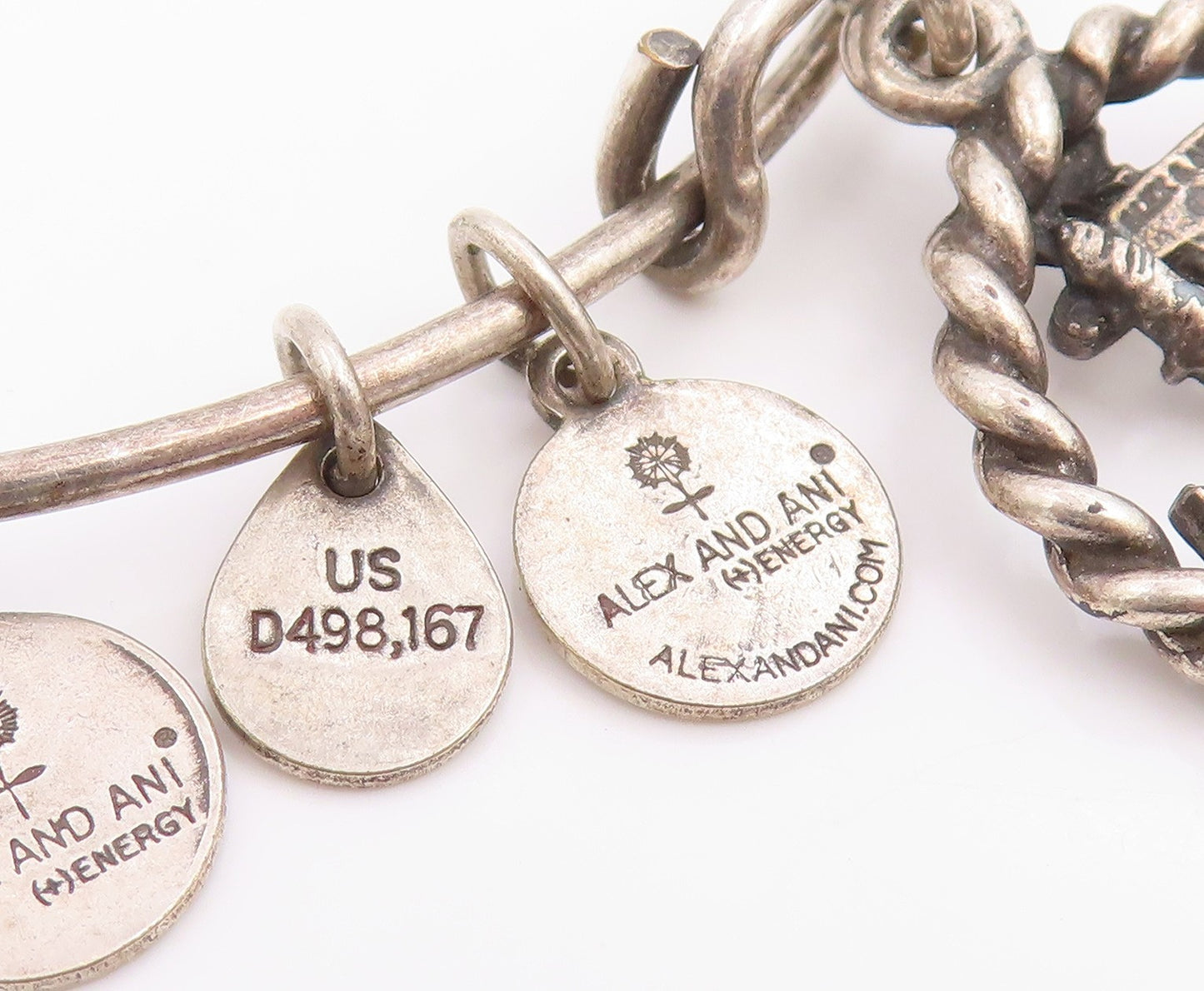 ALEX & ANI 925 Silver  Vintage Ship Anchor Charmed Bangle Bracelet  BT9102