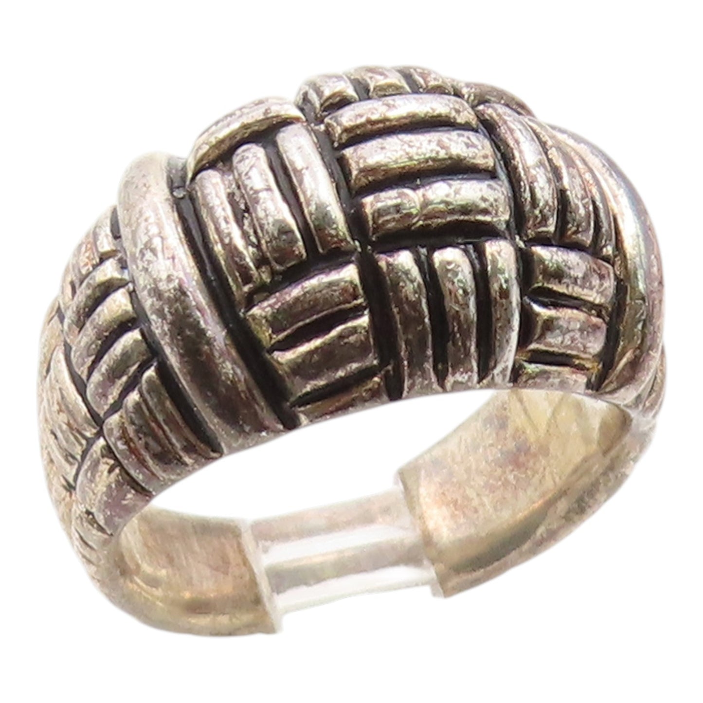 925 Sterling Silver Vintage Ring ESPO SIG Wide Woven Dome Band  Sz 7  RG36013