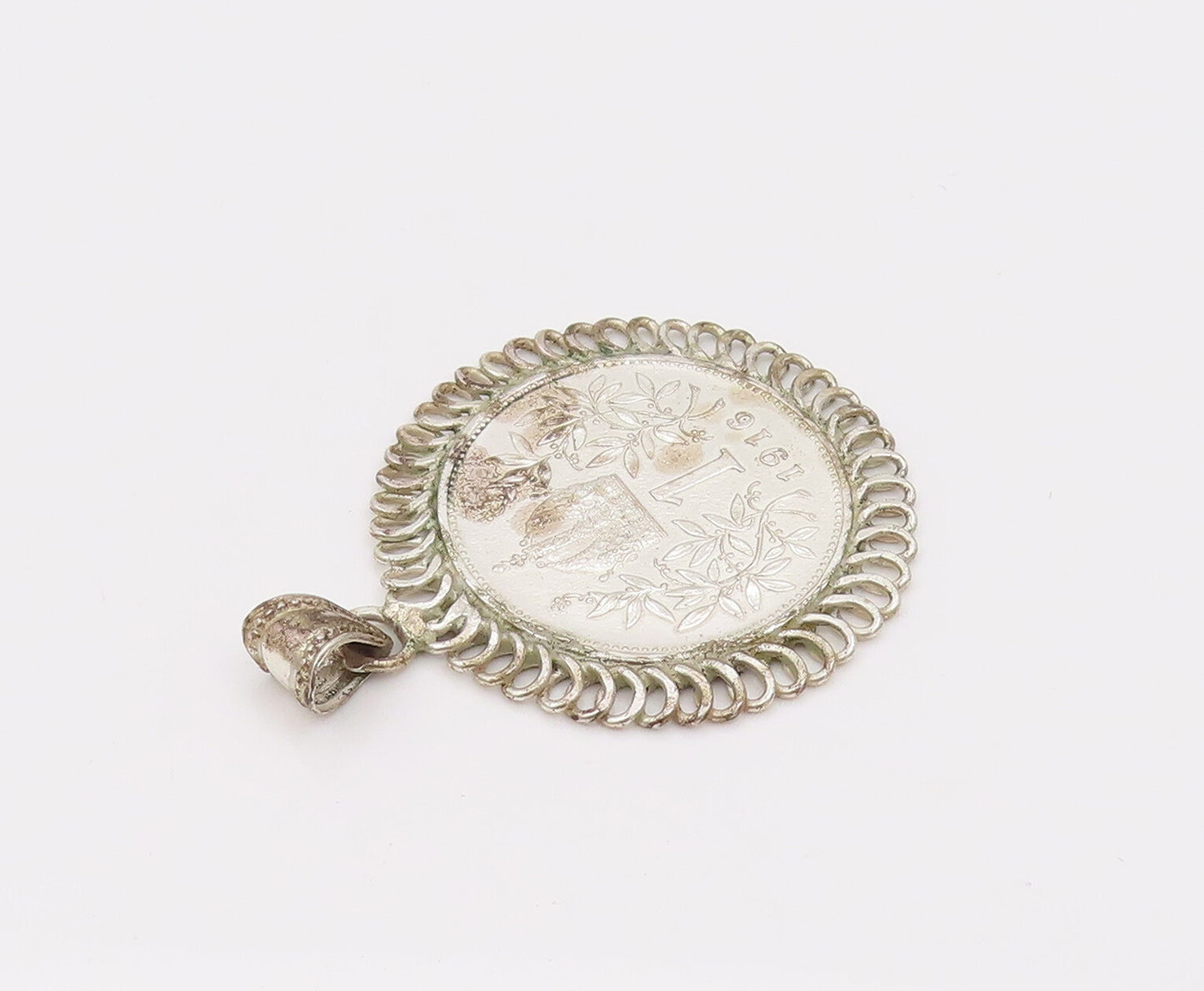925 Sterling Silver  Vintage 2 Sided Austria King Fanz Joseph Pendant  PT22184