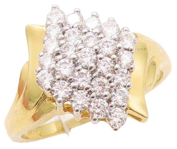 925 Sterling Silver Vintage Ring Gold Plated Designer CZ Inlay  Sz 11  RG28831