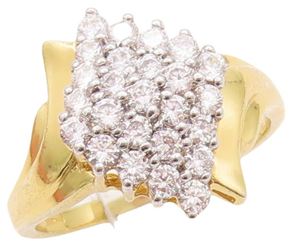 925 Sterling Silver Vintage Ring Gold Plated Designer CZ Inlay  Sz 11  RG28831