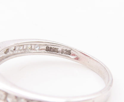 925 Sterling Silver Vintage Ring Oval Gemstones & Real Diamonds  Sz 7  RG29447