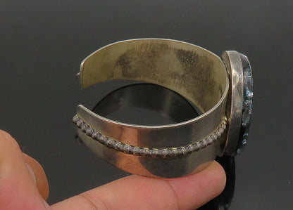 DTR JAY KING 925 Sterling Silver  Vintage Dichroic Glass Cuff Bracelet  BT9169