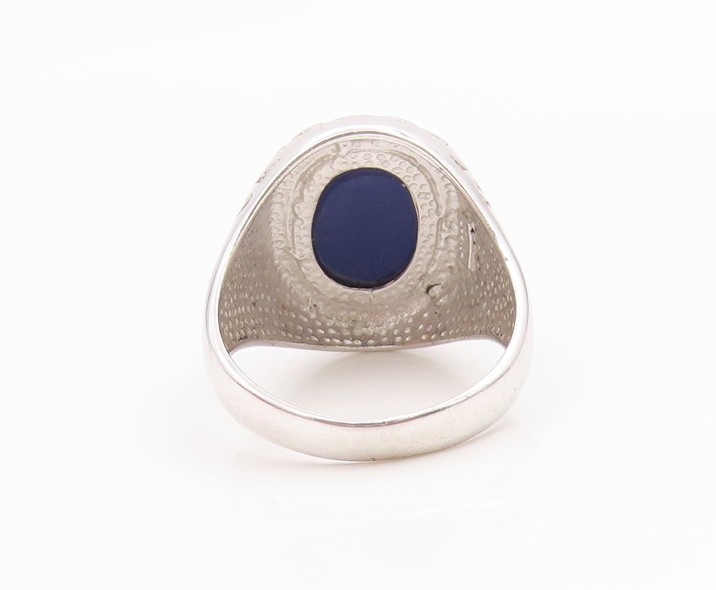 925 Sterling Silver Vintage Ring Lapis Lazuli Statement Band  Sz 11  RG36153