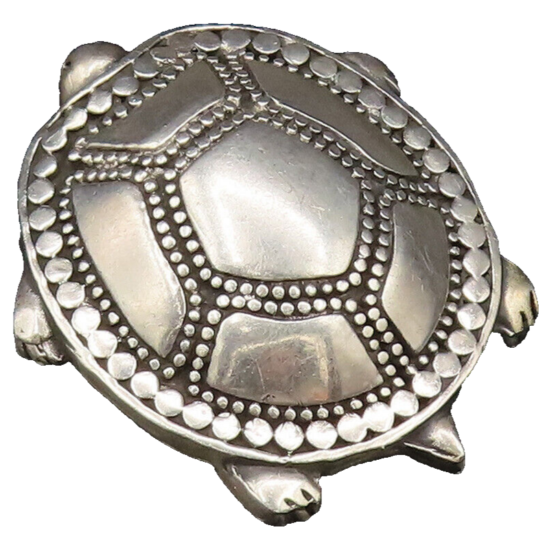 JRI MEXICO 925 Silver  Vintage Dotted Detail Shell Turtle Brooch Pin  BP9992