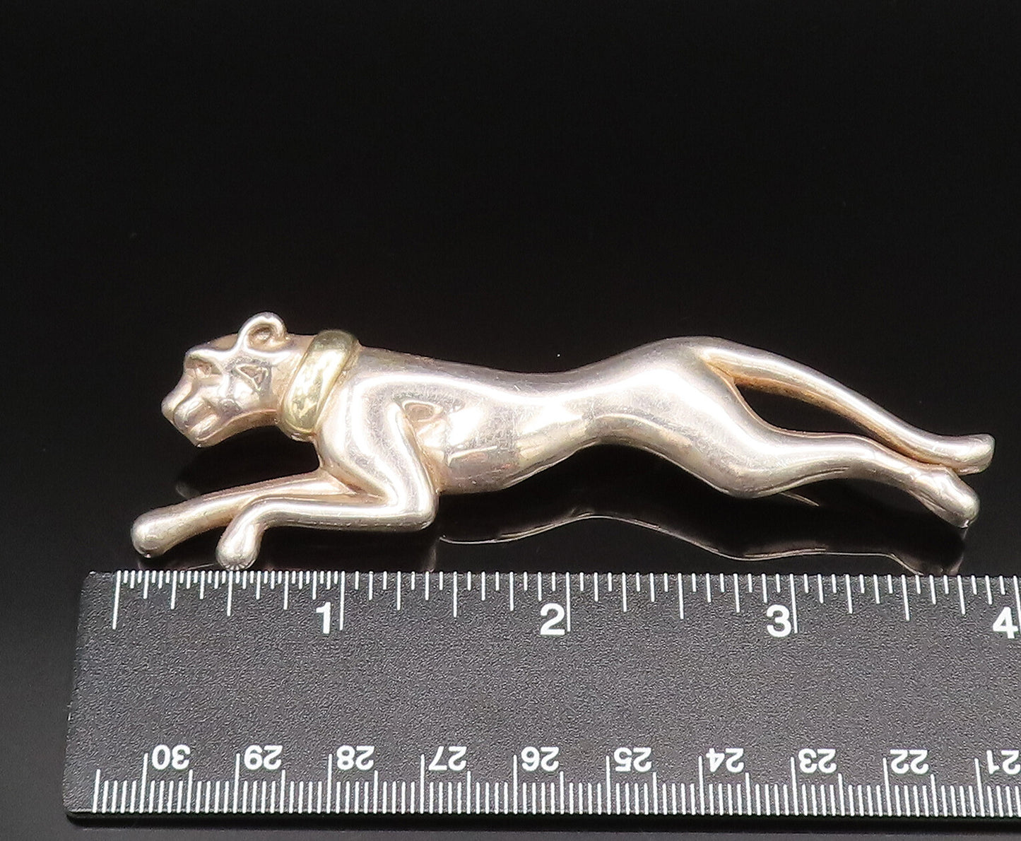 DAVID VARSANO 925 Silver  Vintage Two Tone Running Panther Brooch Pin  BP9555