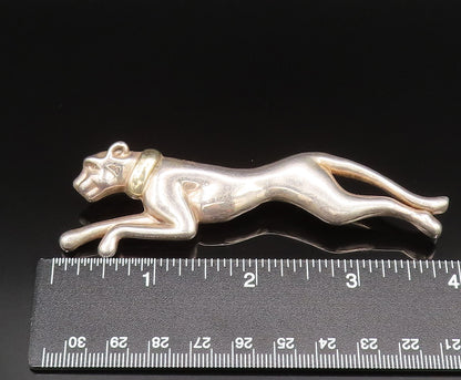 DAVID VARSANO 925 Silver  Vintage Two Tone Running Panther Brooch Pin  BP9555