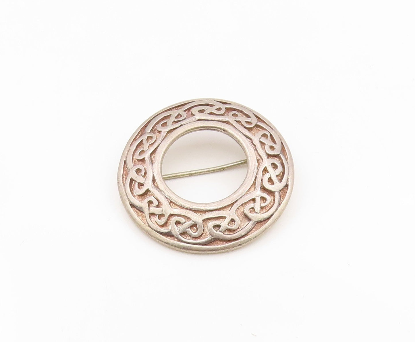 925 Sterling Silver Vintage Brooch Geometric Round Celtic Knot Design  BP12107