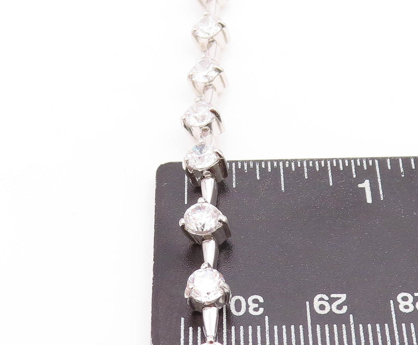 925 Sterling Silver Vintage Bracelet Minimalist Round CZ Band  BT11011
