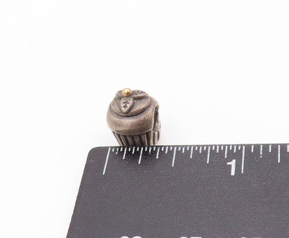 925 Sterling Silver Vintage Pendant PANDORA Dark Tone Cupcake Charm  PT23947