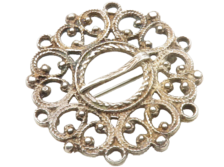 925 Sterling Silver  Vintage Antique Pretzel Swirl Round Brooch Pin  BP5613