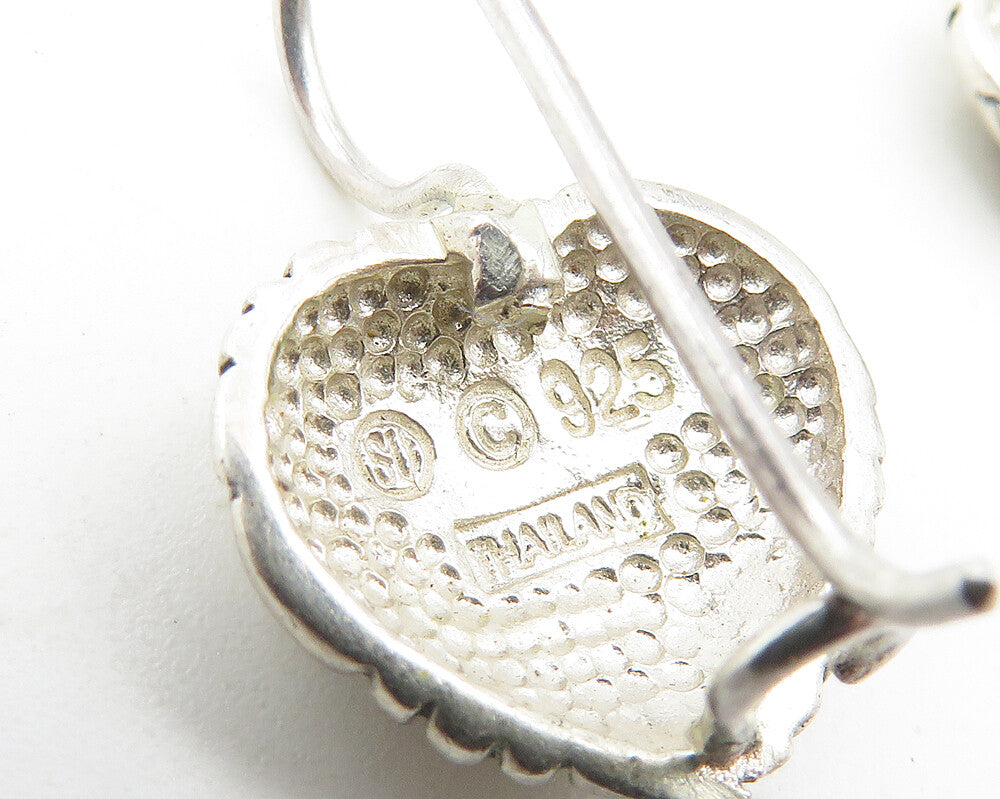 925 Sterling Silver  Vintage Basket Weave Pattern Round Drop Earrings  EG5582