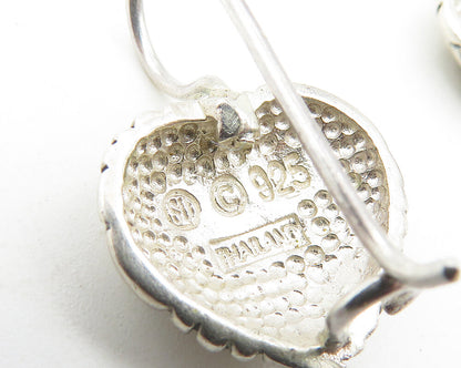 925 Sterling Silver  Vintage Basket Weave Pattern Round Drop Earrings  EG5582