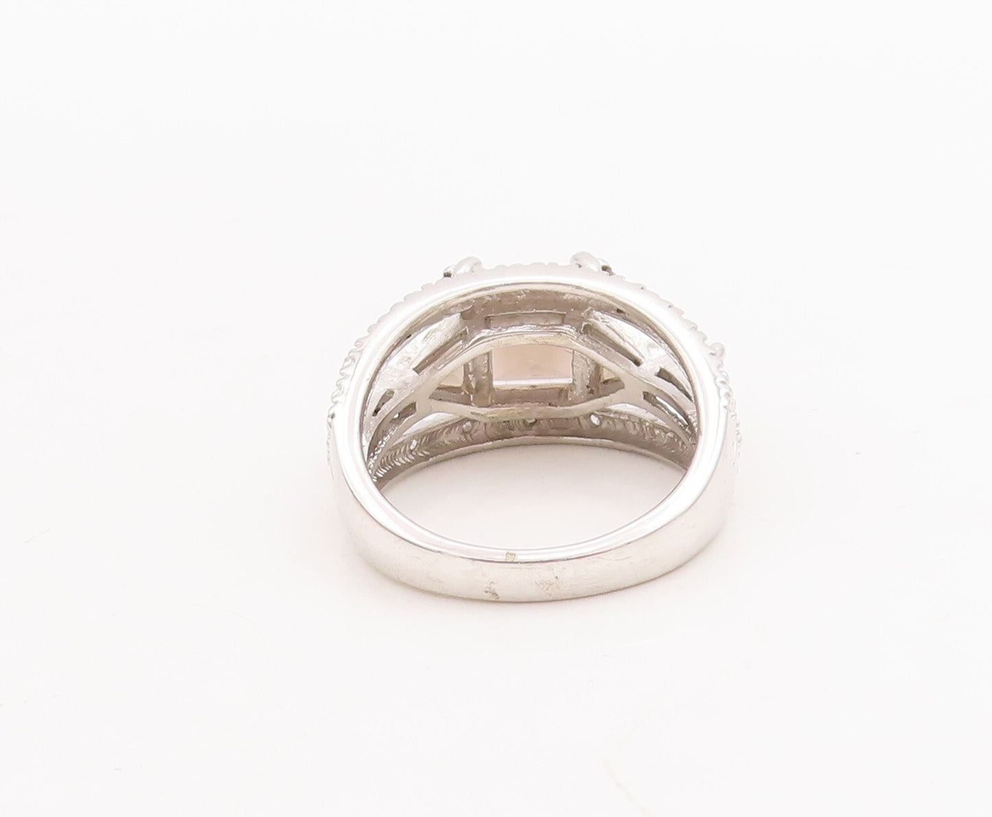 925 Sterling Silver Vintage Ring Square Triangle Smoky Quartz CZ  Sz 8  RG29197