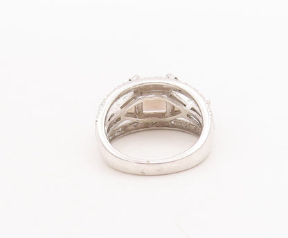 925 Sterling Silver Vintage Ring Square Triangle Smoky Quartz CZ  Sz 8  RG29197