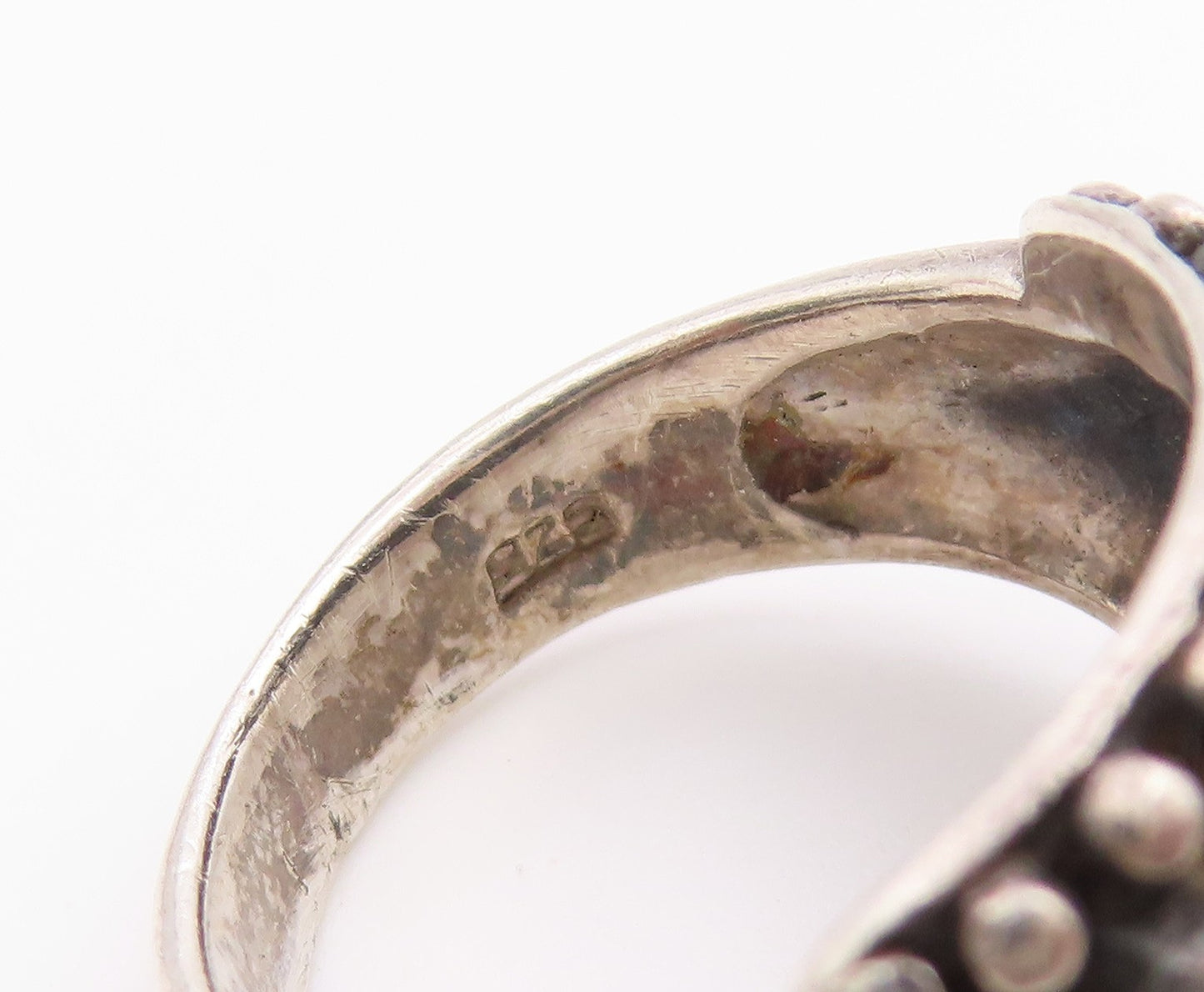 925 Sterling Silver Vintage Ring Chunky Ribbed Scalloped Dome  Sz 7.5  RG36655