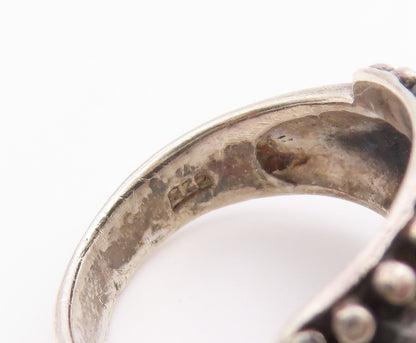 925 Sterling Silver Vintage Ring Chunky Ribbed Scalloped Dome  Sz 7.5  RG36655