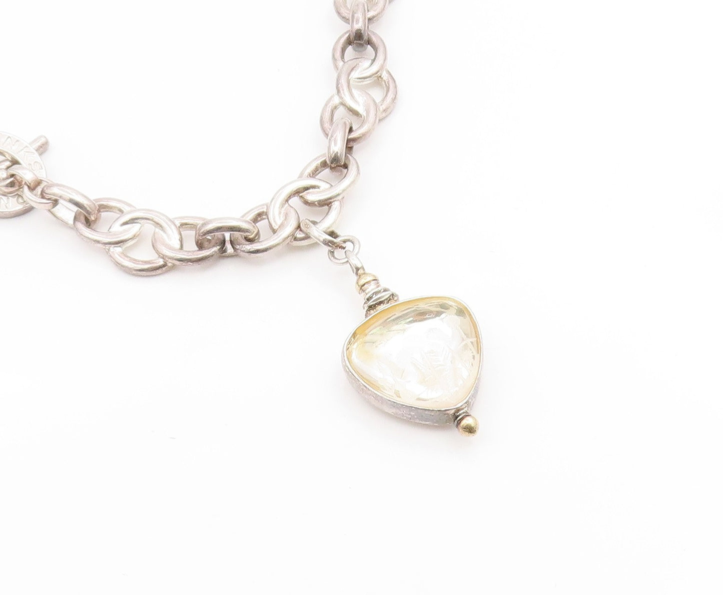 925 Sterling Silver Vintage Necklace LINKS OF LONDON Love Heart Toggle  NE4825