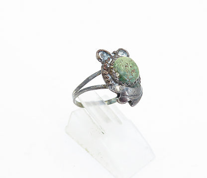 NAVAJO 925 Sterling Silver  Vintage Antique Jasper Cocktail Ring Sz 8  RG3866