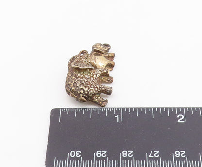 925 Sterling Silver  Vintage Mom & Baby Elephant Motif Brooch Pin  BP8355