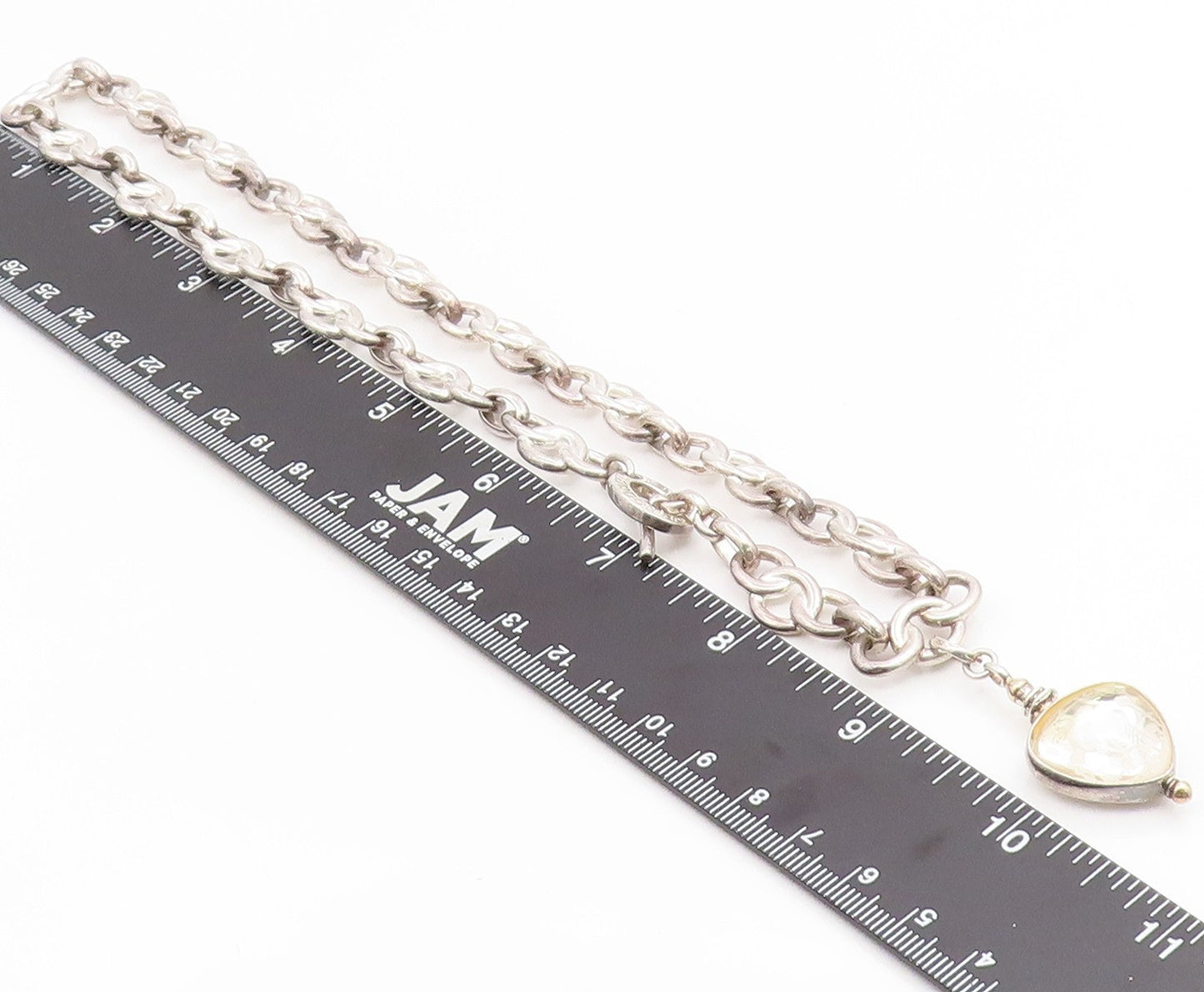 925 Sterling Silver Vintage Necklace LINKS OF LONDON Love Heart Toggle  NE4825