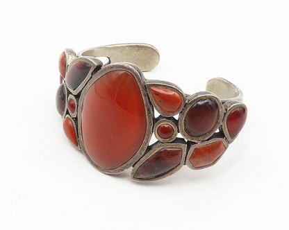 BARSE 925 Silver  Vintage Carnelian Jasper & Tiger's Eye Cuff Bracelet  BT4514