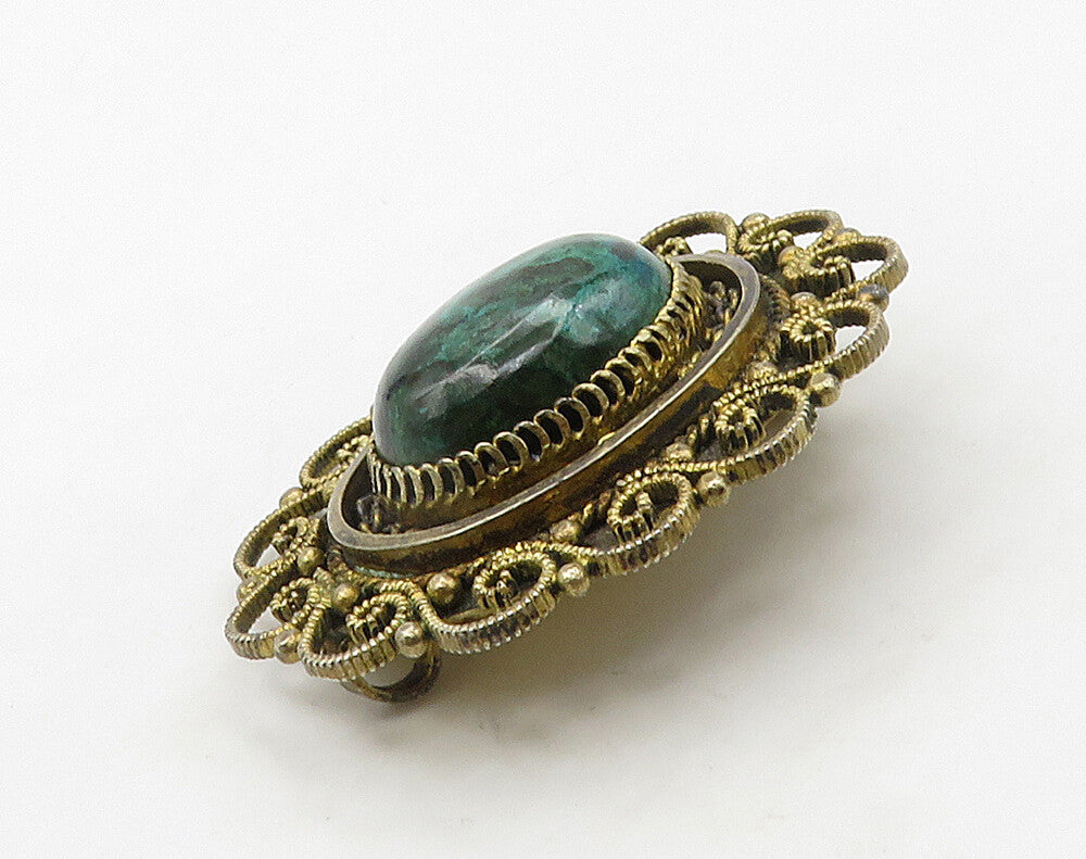 ISRAEL 925 Sterling Silver  Vintage Eilat Stone Swirl Twist Brooch Pin  BP6369