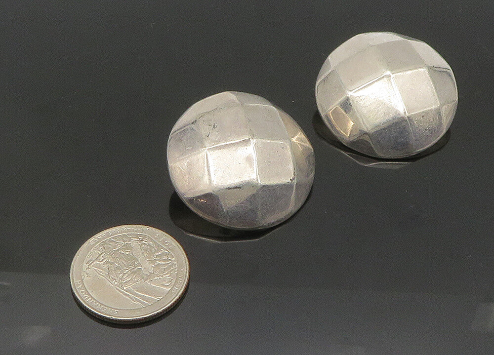 BAYANIHAN 925 Silver & 14K GOLD  Vintage Shiny Dome Drop Earrings  EG10527