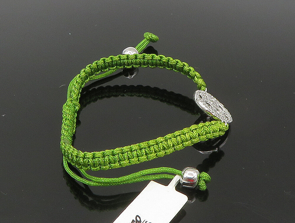925 Sterling Silver  Cubic Zirconia Love Adjustable Friendship Bracelet  BT1074
