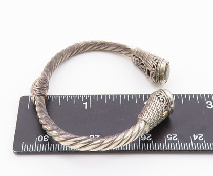 925 Sterling Silver & 18K GOLD  Vintage Citrine Twist Cuff Bracelet  BT8647
