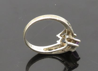 925 Silver  Vintage Amethyst Peridot & Blue Topaz Band Ring Sz 7  RG21205