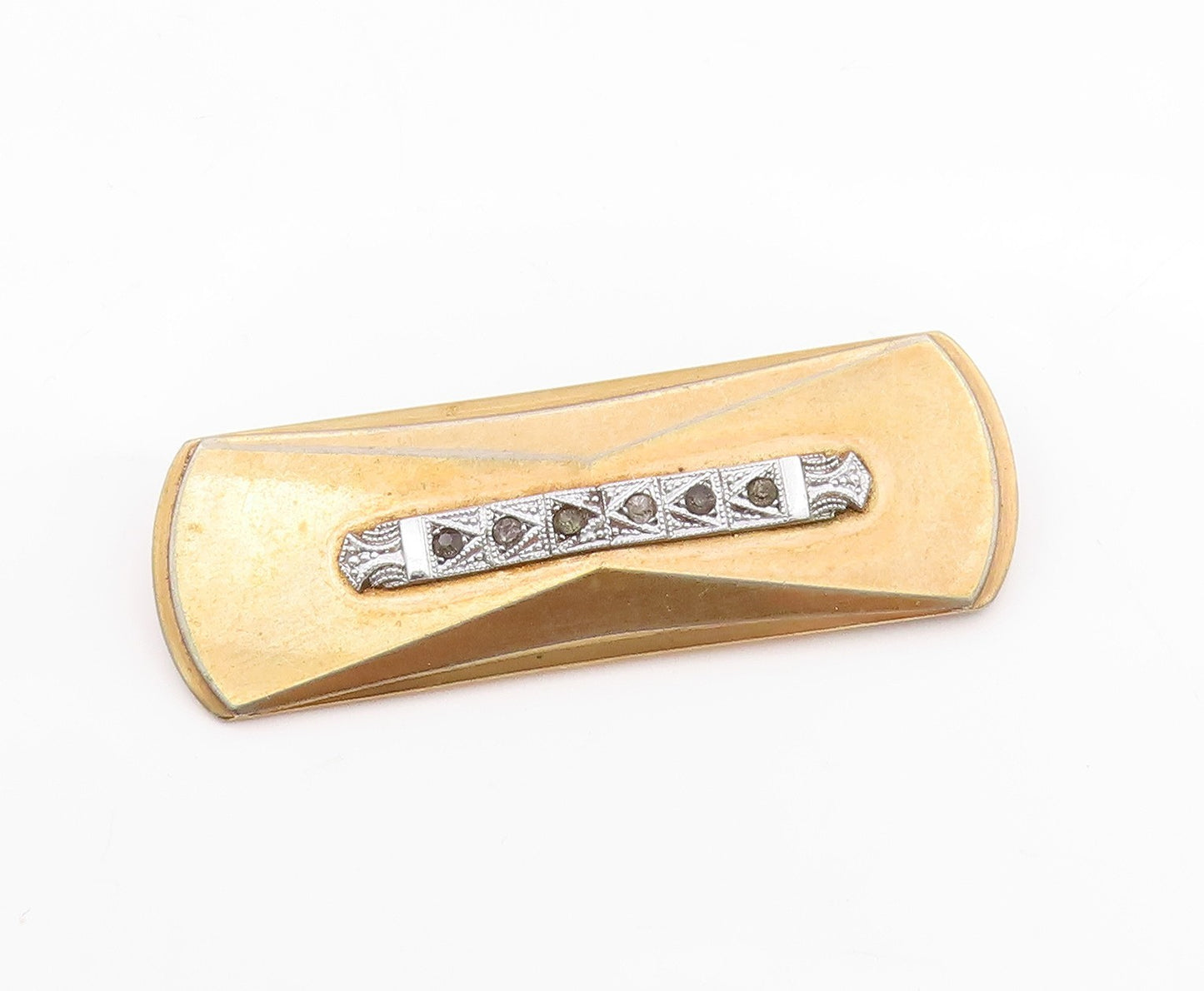 925 Sterling Silver Vintage Brooch Gold Plated Gemstone Statement Pin  BP11776