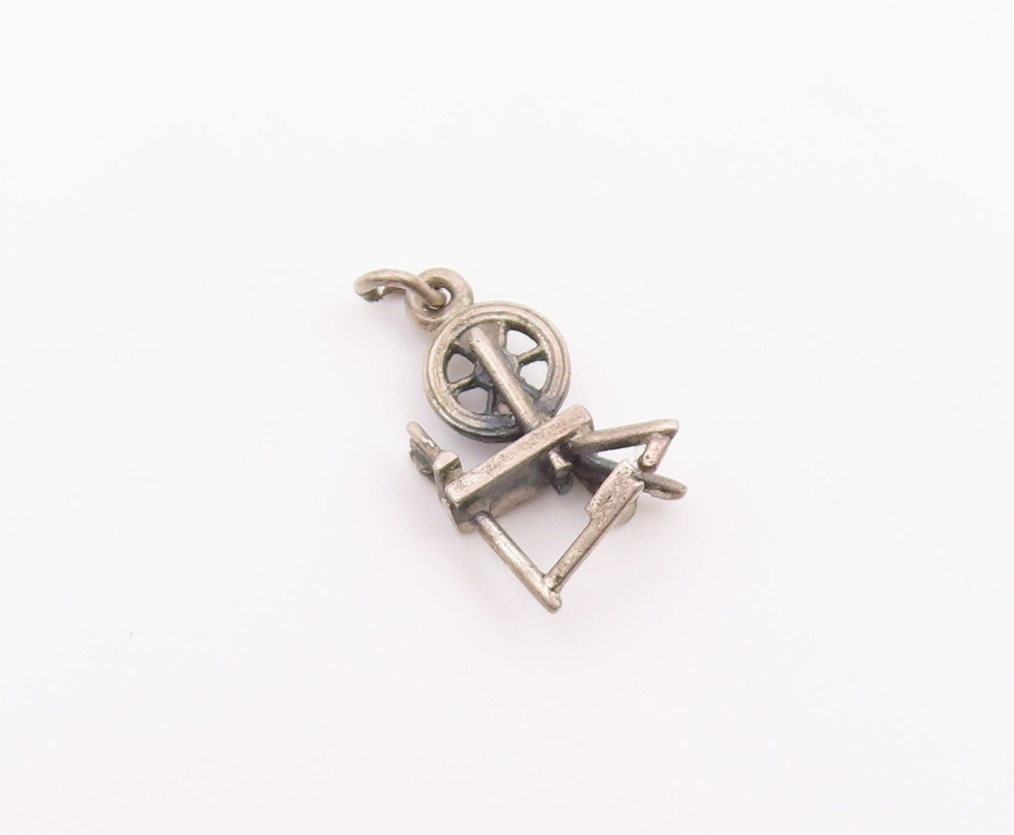 925 Sterling Silver  Vintage Petite Dark Tone Cotton Wheel Pendant  PT9333