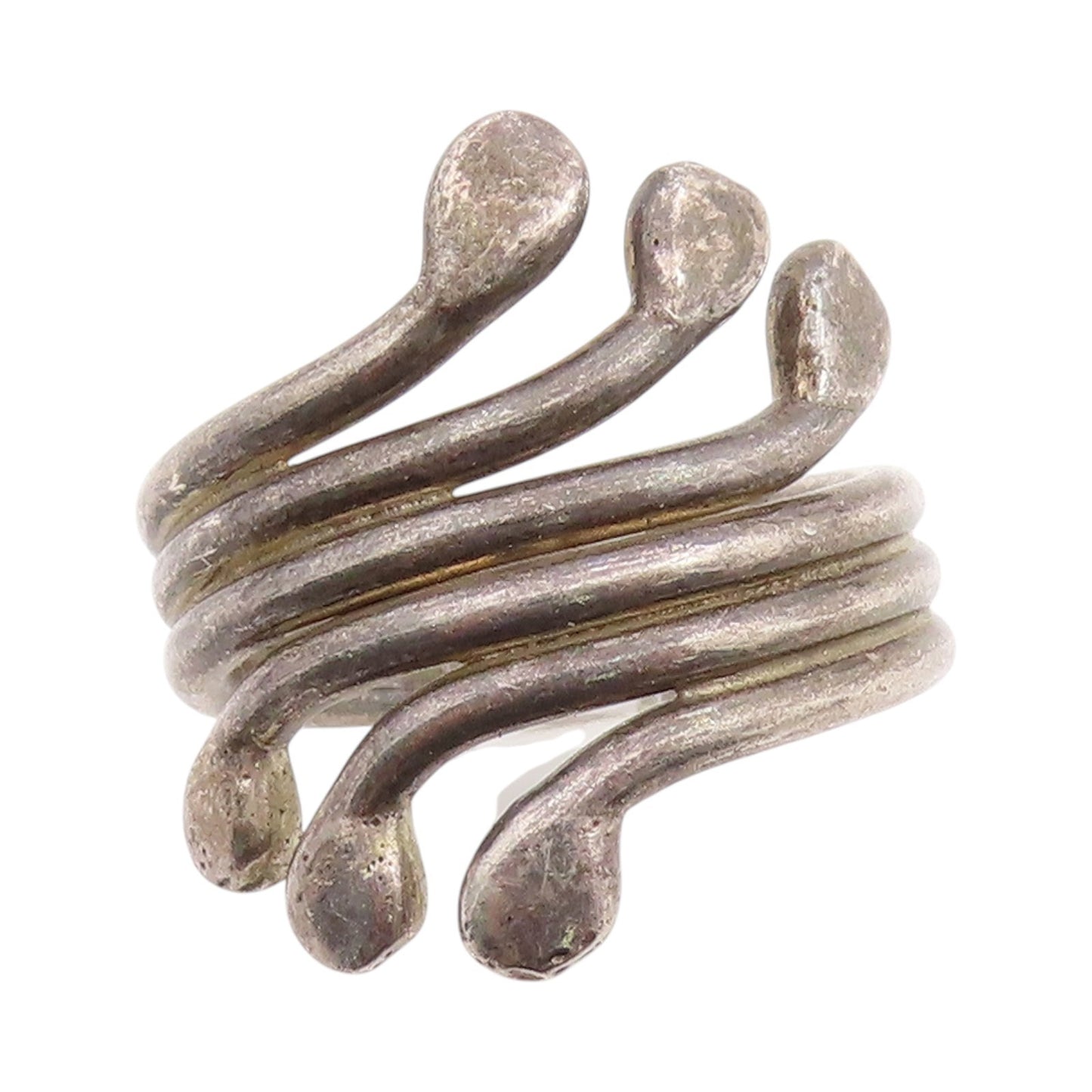 925 Sterling Silver Vintage Ring Dark Tone Wired Swirls  Sz 7.5  RG33205