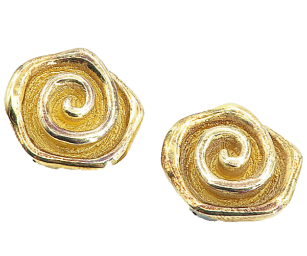 925 Sterling Silver  Vintage Sculpted Flower Motif Non Pierce Earrings  EG4442