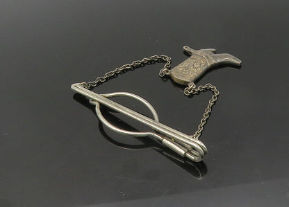 925 Sterling Silver  Vintage Floral Cowboy Boot Charmed Tie Clip  TR2978