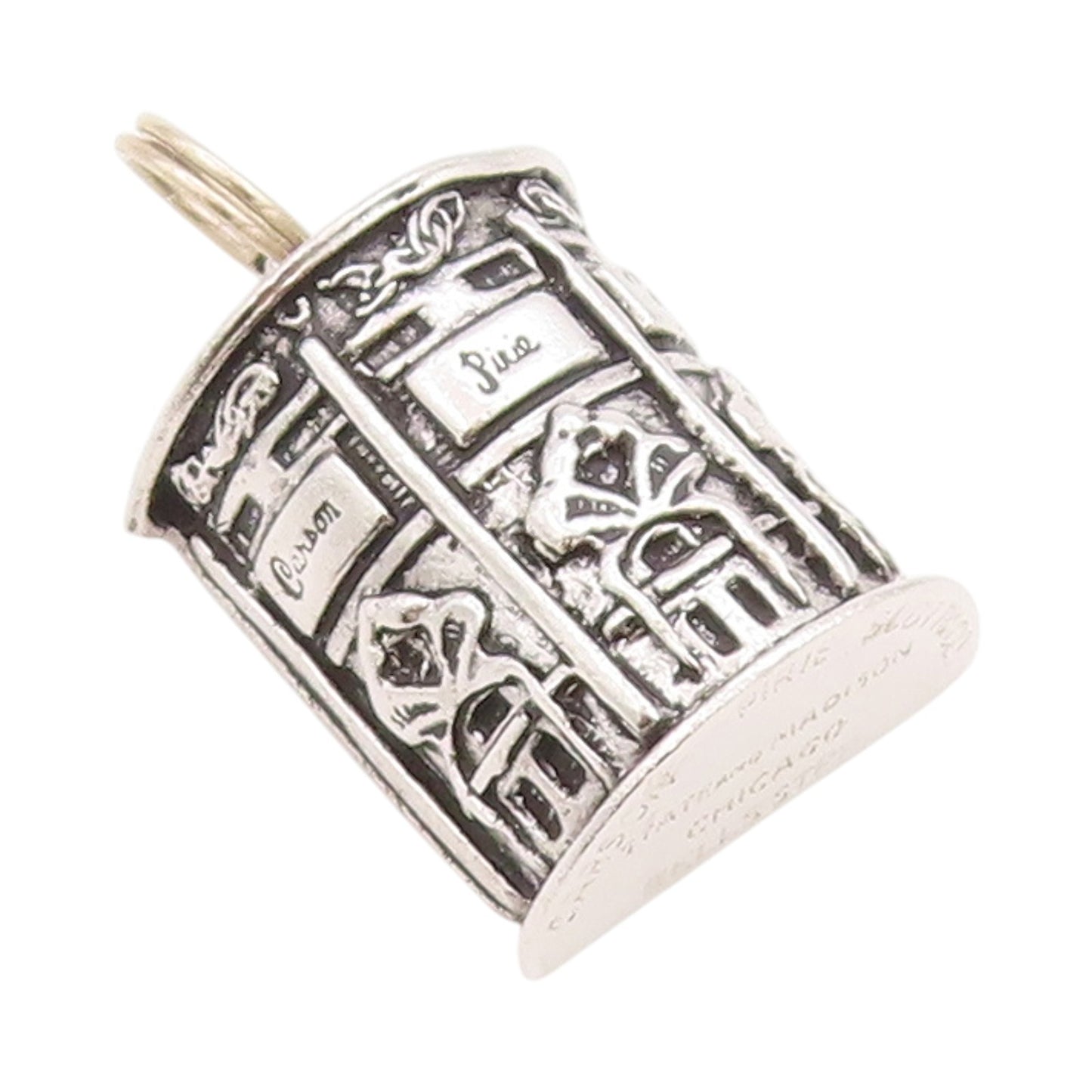 925 Sterling Silver Vintage Pendant Dark Tone Carved Thimble  PT24432