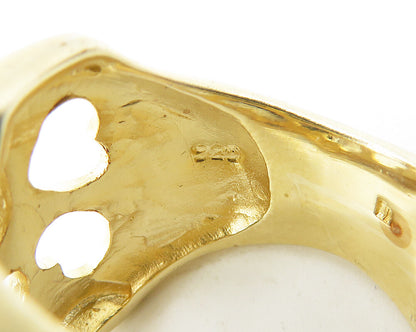 925 Sterling Silver   Shiny Gold Plated Love Hearts Band Ring Sz 6  RG11640