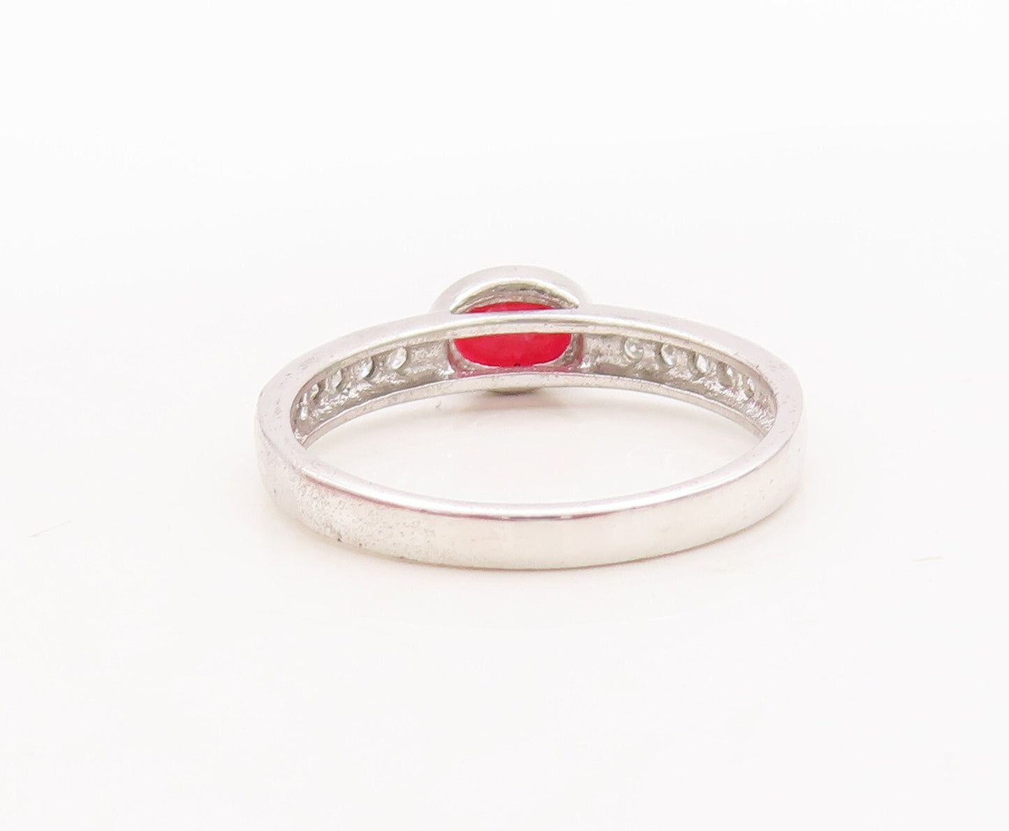 925 Sterling Silver Vintage Ring Oval Gemstones & Real Diamonds  Sz 7  RG29447