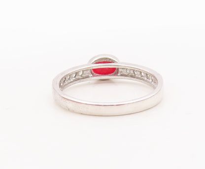 925 Sterling Silver Vintage Ring Oval Gemstones & Real Diamonds  Sz 7  RG29447