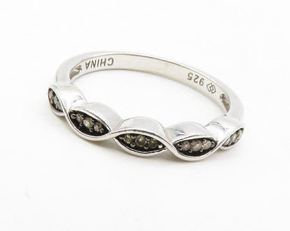 925 Sterling Silver  Genuine Diamonds Infinity Swirl Band Ring Sz 6  RG13395