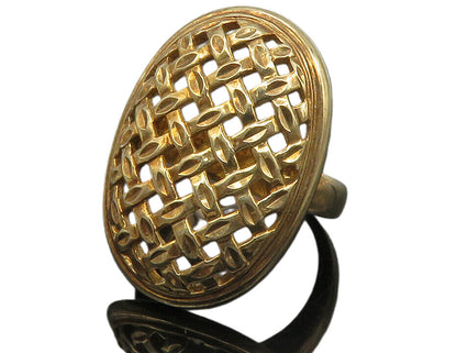 925 Sterling Silver  Vintage Basket Weave Design Oval Band Ring Sz 7  RG11946
