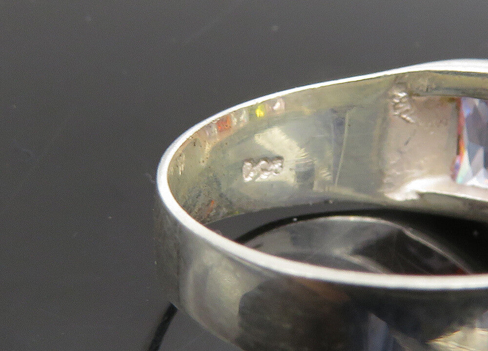 925 Silver  Vintage Cubic Zirconia Topaz & Peridot Band Ring Sz 8  RG23427