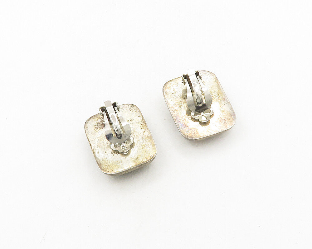 MEXICO 925 Sterling Silver  Vintage Black Onyx Non Pierce Earrings  EG9541