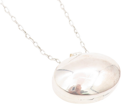 925 Sterling Silver Vintage Necklace MEXICO Oval Large Pill Box OPENS  NE4597